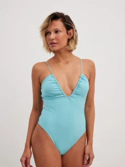 NA-KD Badpakken Zonder Beugel Bustier Badpak Dames Hemelsblauw