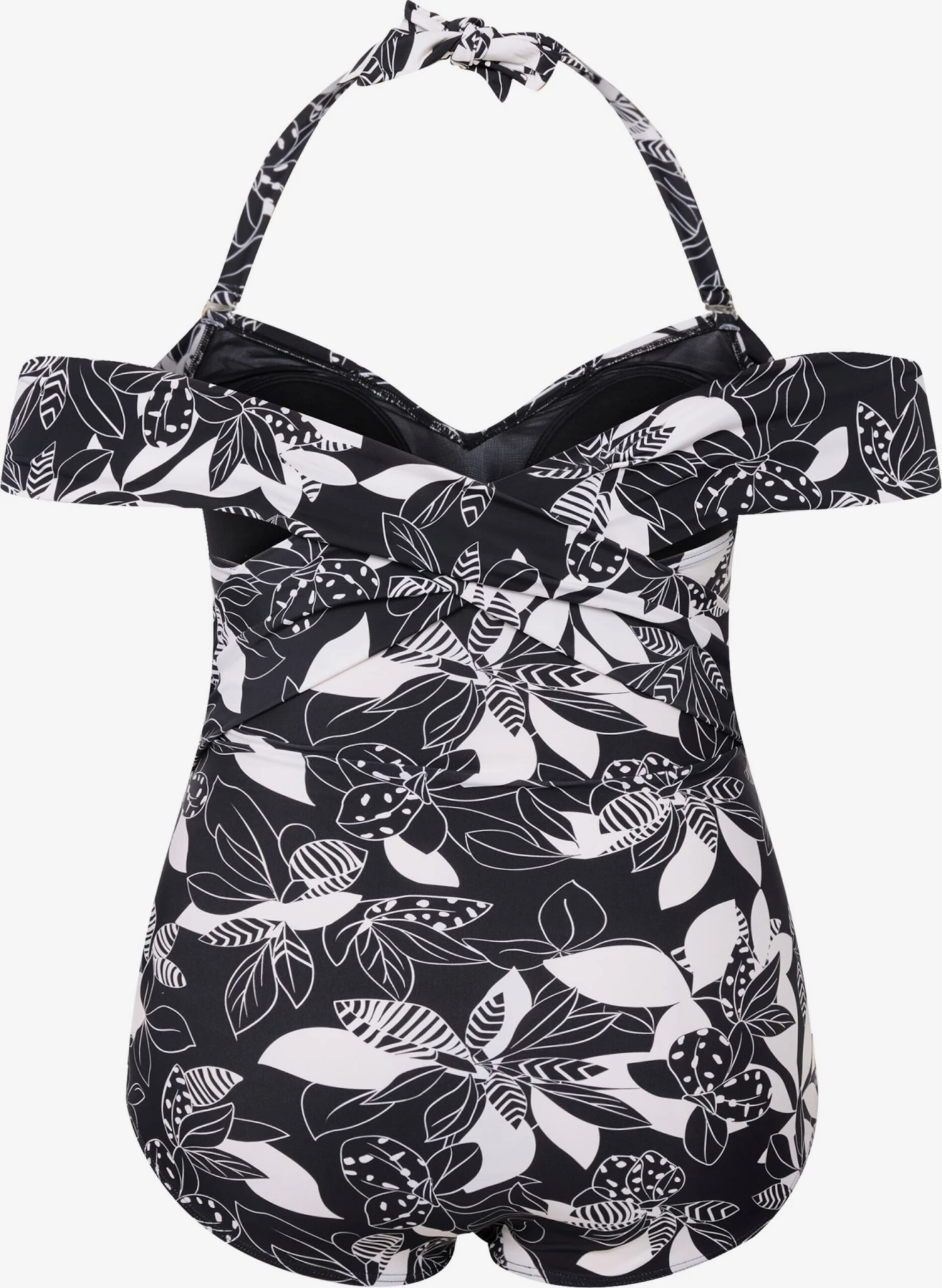 Ulla Popken Halter Badpakken Badpak Dames Zwart / Wit 2 Ulla Popken Halter Badpakken Badpak Dames Zwart / Wit - Afbeelding 2