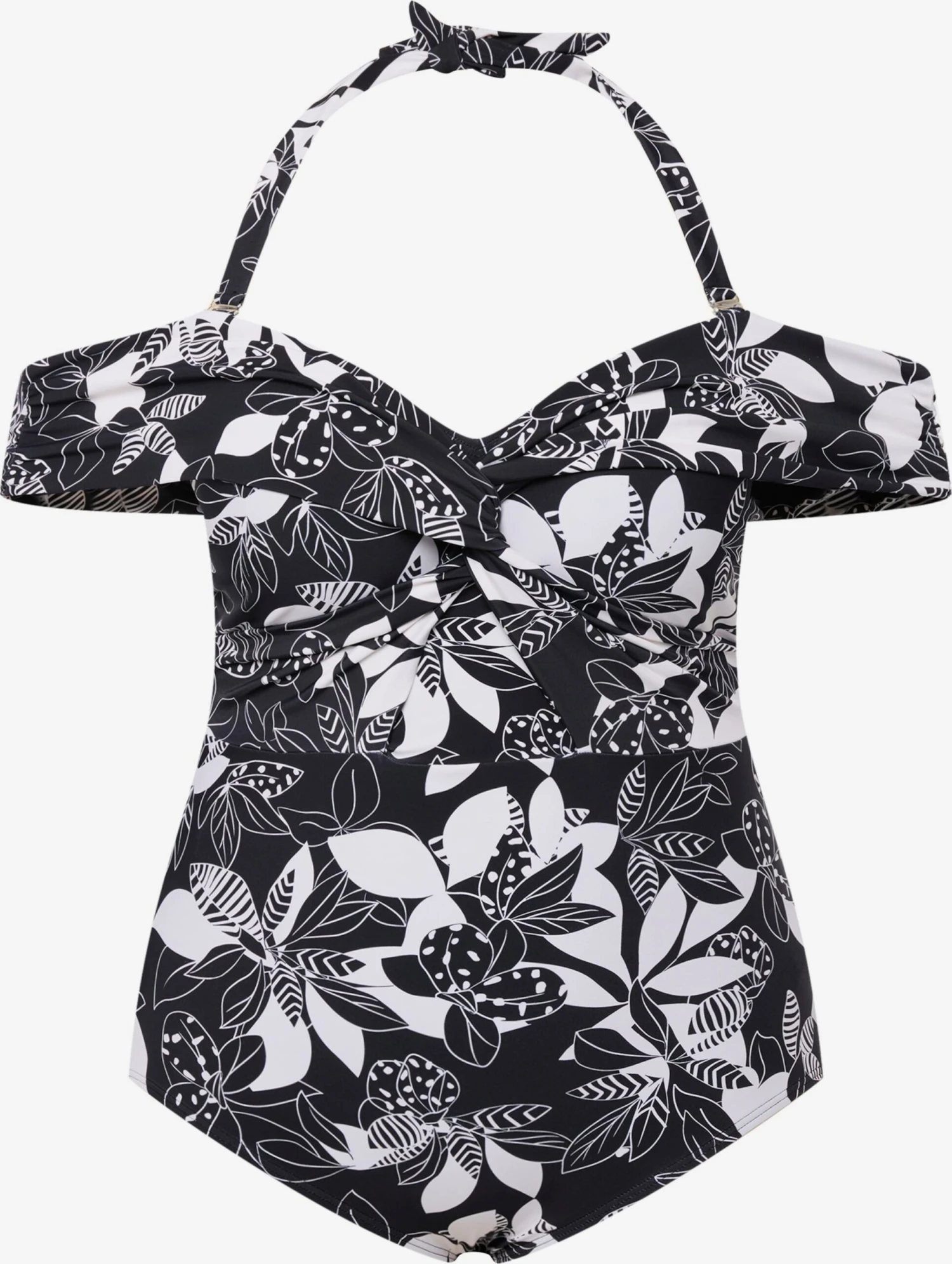 Ulla Popken Halter Badpakken Badpak Dames Zwart / Wit 1 Ulla Popken Halter Badpakken Badpak Dames Zwart / Wit