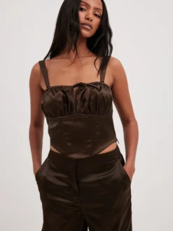 NA-KD Tanktops Top Dames Chocoladebruin