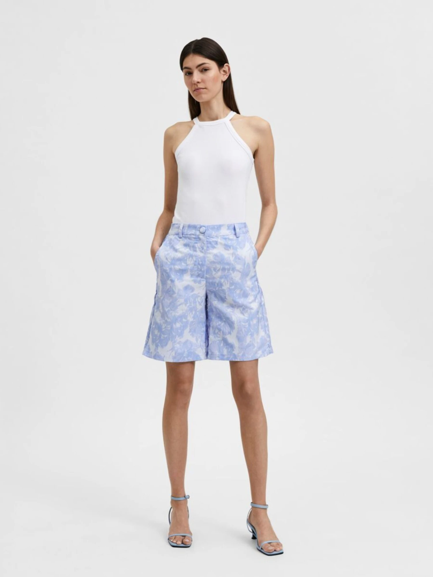 Selected Femme Shorts Wide Leg Broek Dames Blauw 4 Selected Femme Shorts Wide Leg Broek Dames Blauw - Afbeelding 4