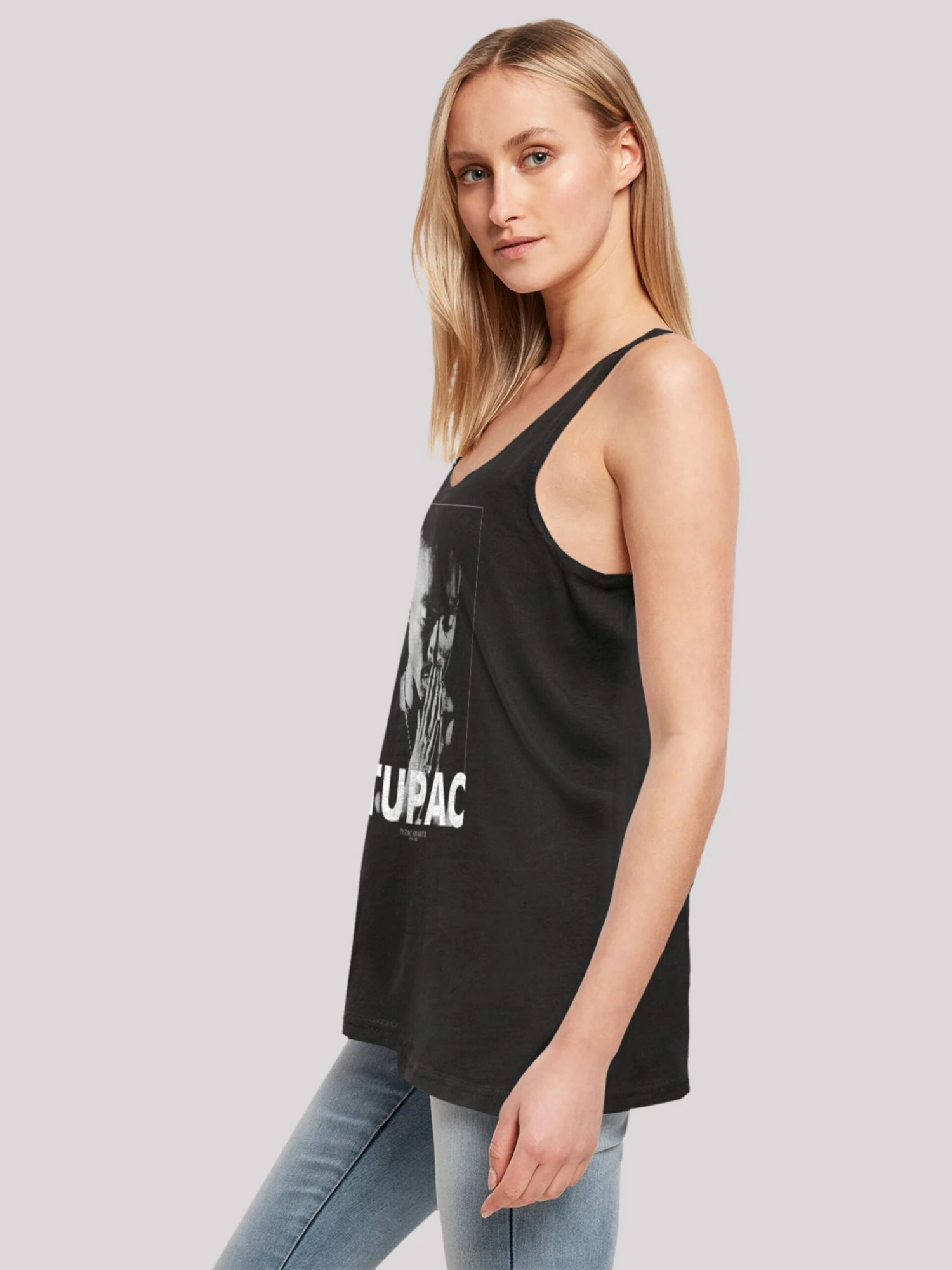 F4NT4STIC Tanktops Top Tupac Shakur Praying Dames Zwart 7 F4NT4STIC Tanktops Top Tupac Shakur Praying Dames Zwart - Afbeelding 7