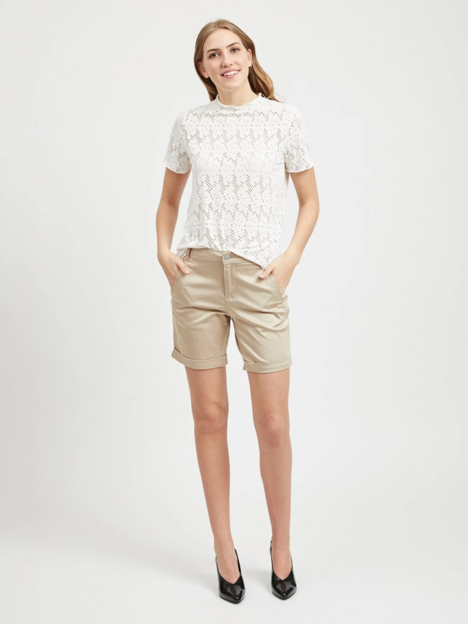 Vila Shorts Regular Broek Dames Beige 5 Vila Shorts Regular Broek Dames Beige - Afbeelding 5