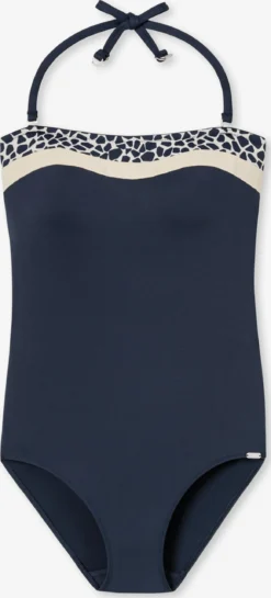 Schiesser Bandeau Badpakken Bandeau Badpak Aqua Californian Dream Dames Donkerblauw