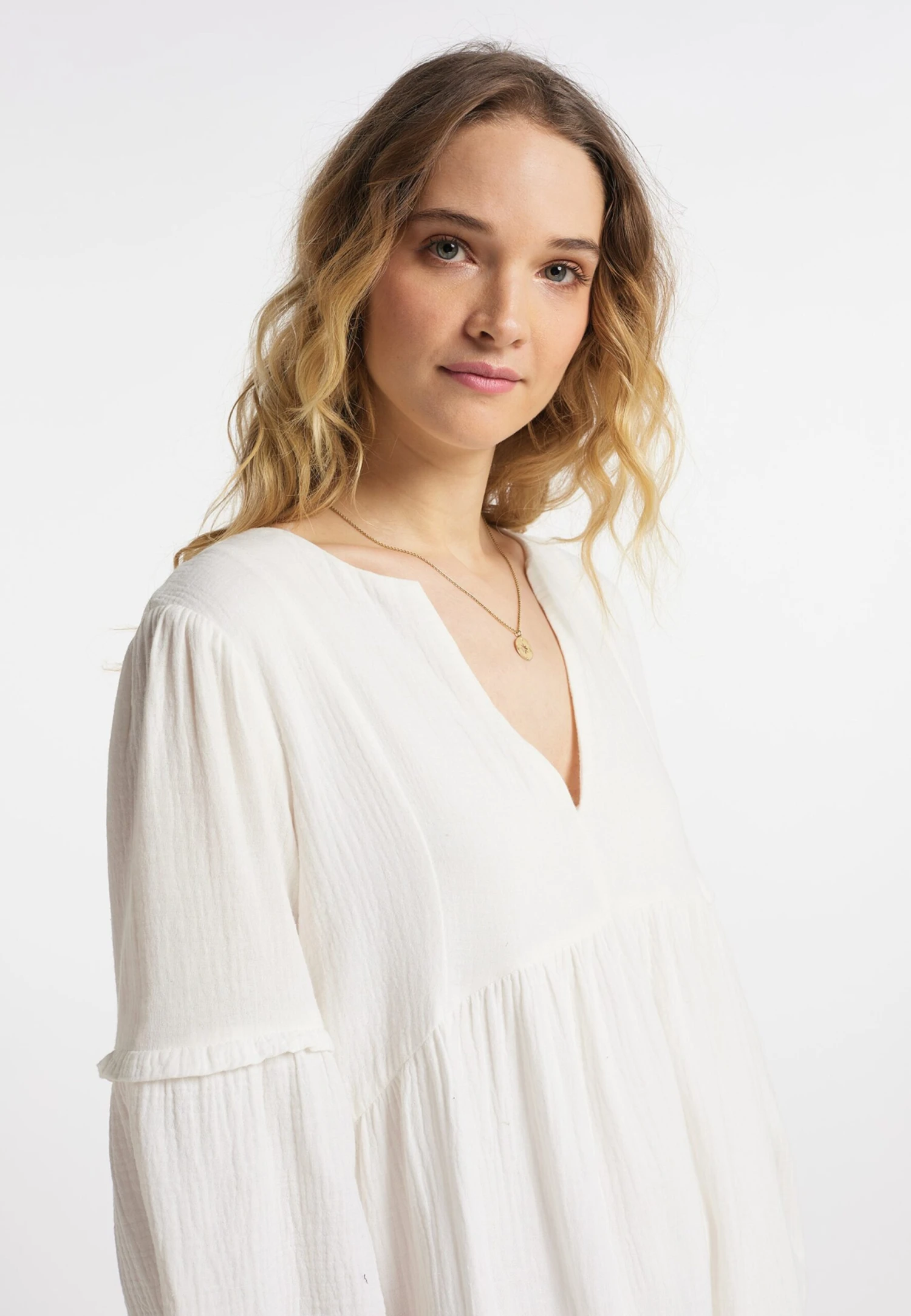 DreiMaster Vintage Midi Jurken Jurk Dames Wolwit 5 DreiMaster Vintage Midi Jurken Jurk Dames Wolwit - Afbeelding 5