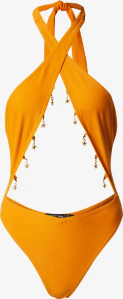 NASTY GAL Halter Badpakken Bustier Badpak Dames Oranje