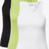 WEEKDAY Tanktops Top Dames Lichtgroen / Zwart / Wit