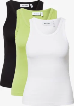 WEEKDAY Tanktops Top Dames Lichtgroen / Zwart / Wit