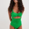 NA-KD Badpakken Zonder Beugel Bustier Badpak Dames Groen
