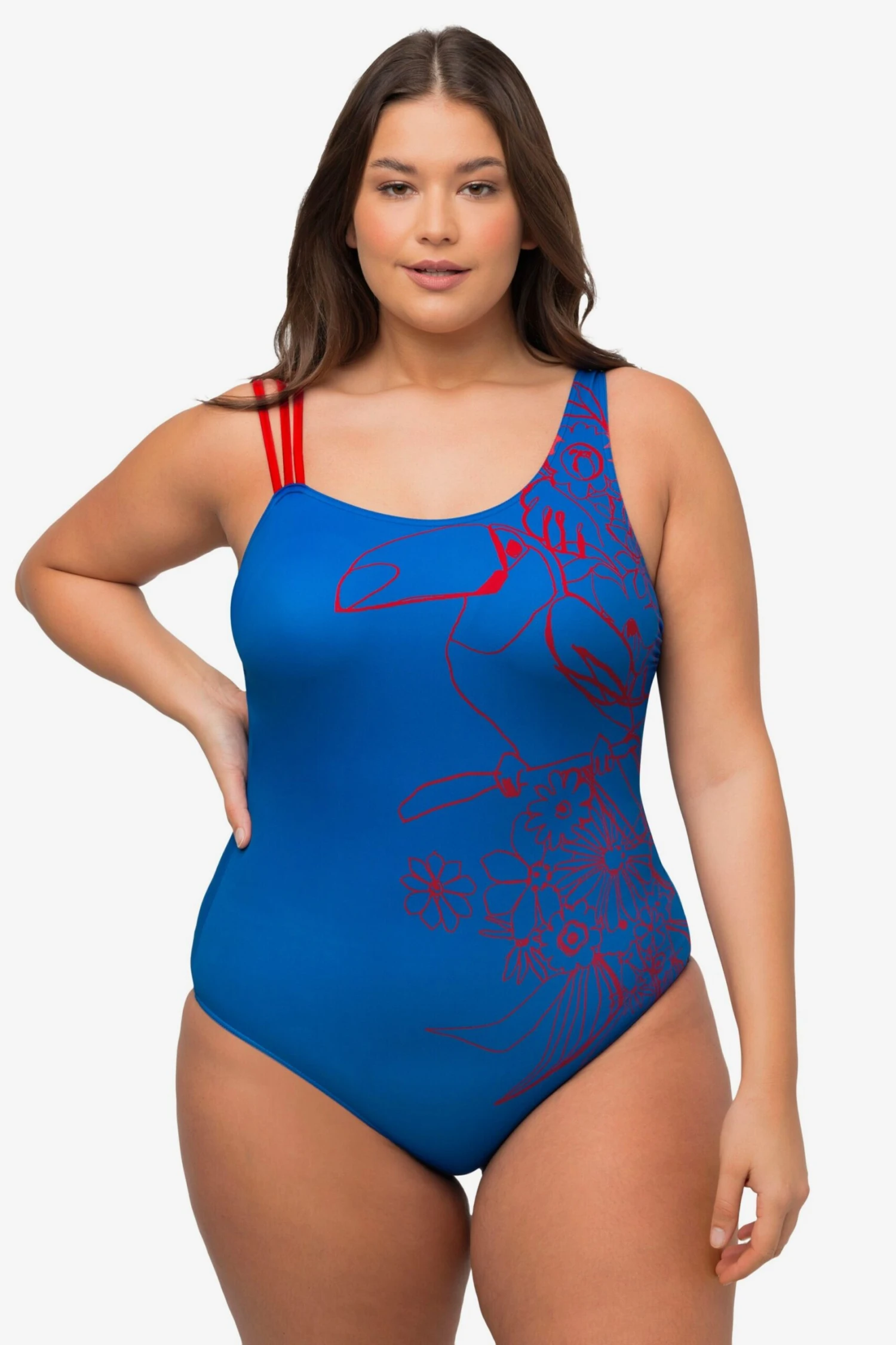 Ulla Popken Grote Cups Badpak Dames Blauw 3 Ulla Popken Grote Cups Badpak Dames Blauw - Afbeelding 3