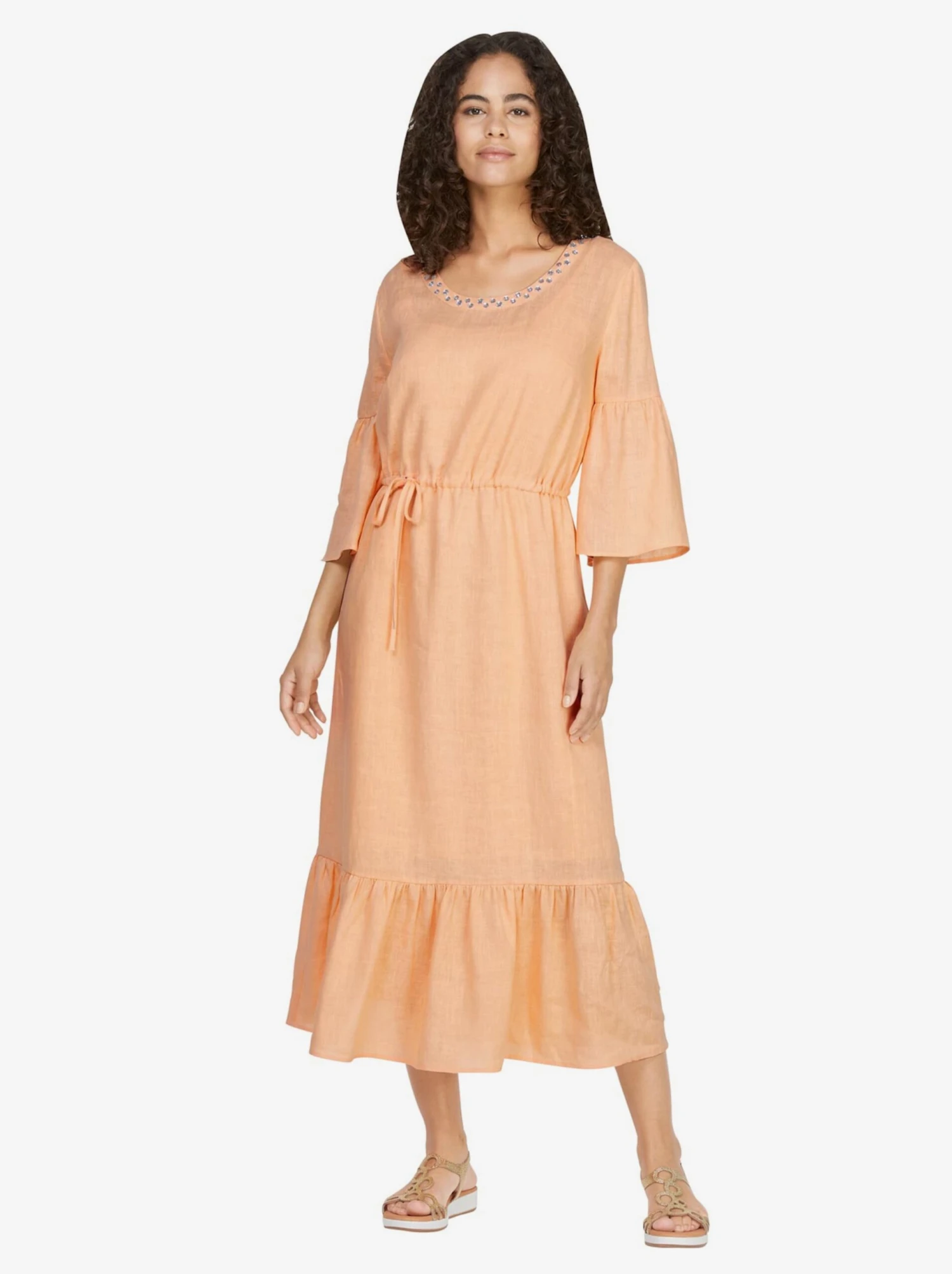 Heine Midi Jurken Jurk Dames Abrikoos 2 Heine Midi Jurken Jurk Dames Abrikoos - Afbeelding 2