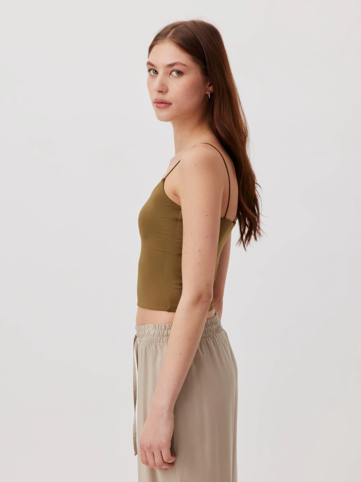 Crop Tops Top Eda Dames Olijfgroen 3 Crop Tops Top Eda Dames Olijfgroen - Afbeelding 3