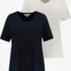 Ulla Popken T-shirts Shirt Dames Marine / Wit