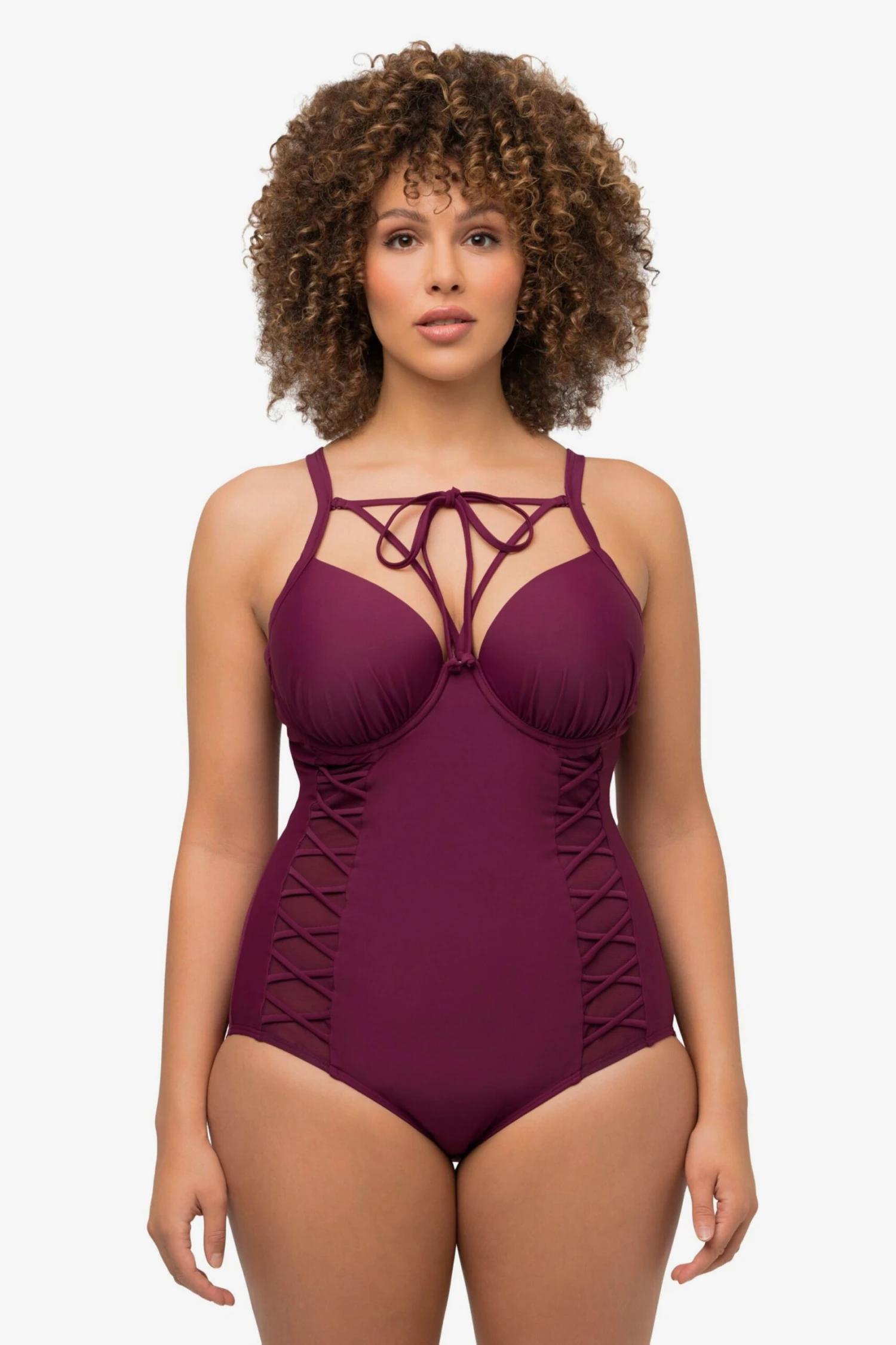 Ulla Popken Grote Cups Badpak Dames Wijnrood 3 Ulla Popken Grote Cups Badpak Dames Wijnrood - Afbeelding 3