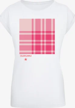 F4NT4STIC T-shirts Shirt Karo Pink Dames Wit