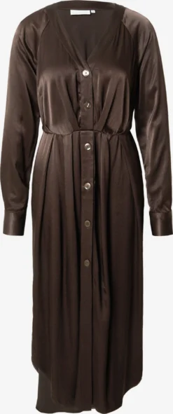 Midi Jurken Jurk CASSANDRA Dames Donkerbruin