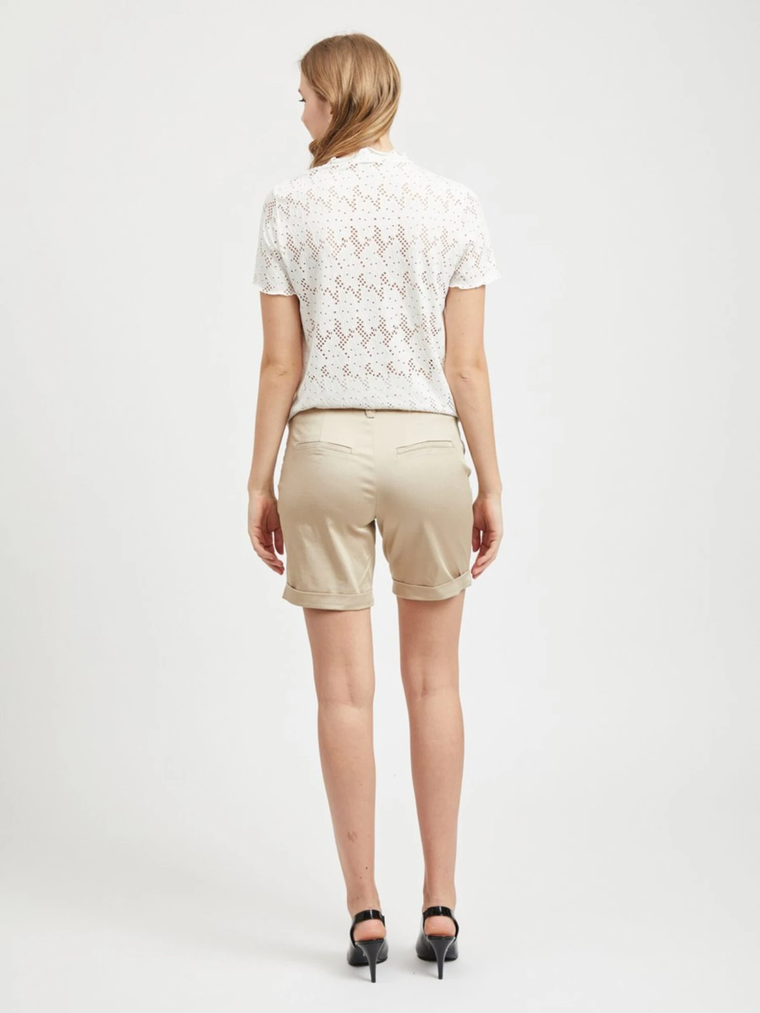 Vila Shorts Regular Broek Dames Beige 4 Vila Shorts Regular Broek Dames Beige - Afbeelding 4