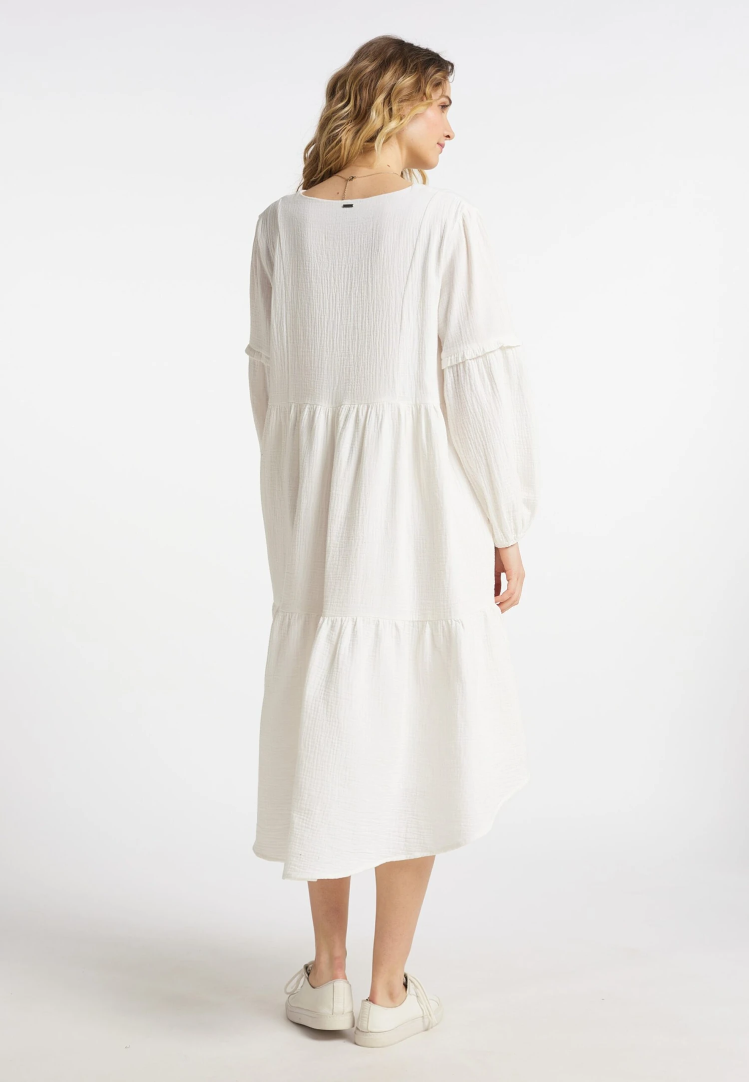 DreiMaster Vintage Midi Jurken Jurk Dames Wolwit 3 DreiMaster Vintage Midi Jurken Jurk Dames Wolwit - Afbeelding 3