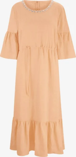 Heine Midi Jurken Jurk Dames Abrikoos