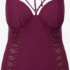 Ulla Popken Grote Cups Badpak Dames Wijnrood