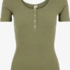 Pieces T-shirts Shirt Kitte Dames Olijfgroen