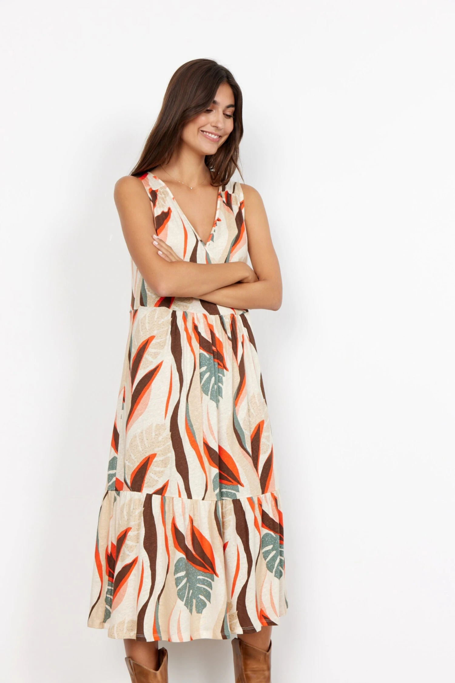 Soyaconcept Midi Jurken Jurk Lenise Dames Sand 3 Soyaconcept Midi Jurken Jurk Lenise Dames Sand - Afbeelding 3