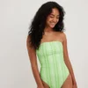 NA-KD Badpakken Zonder Beugel Bustier Badpak Dames Grasgroen / Lichtgroen