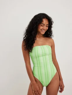 NA-KD Badpakken Zonder Beugel Bustier Badpak Dames Grasgroen / Lichtgroen